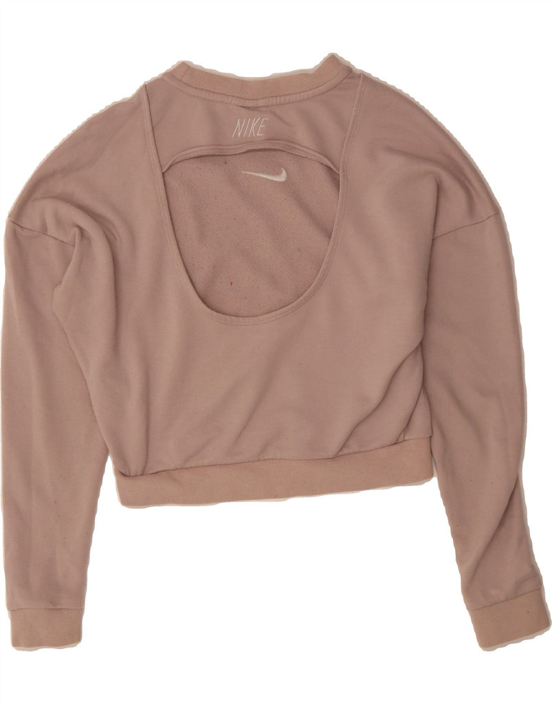 NIKE Womens Dri Fit Crop Oversized Sweatshirt Jumper UK 10 Small Pink Vintage Nike and Second-Hand Nike from Messina Hembry 
