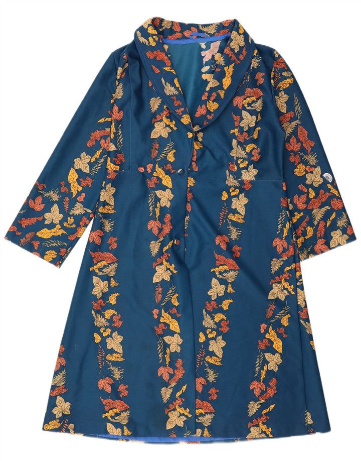Robe Robe Femme Vintage UK 14 Bleu Moyen Floral
