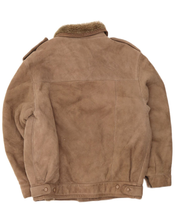veste en peau de mouton militaire vintage pour hommes IT 52 XL Beige
