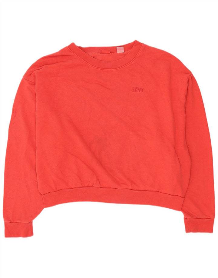Levi's Femme Crop Oversize Sweatshirt Jumper UK 10 Petit Rouge Coton