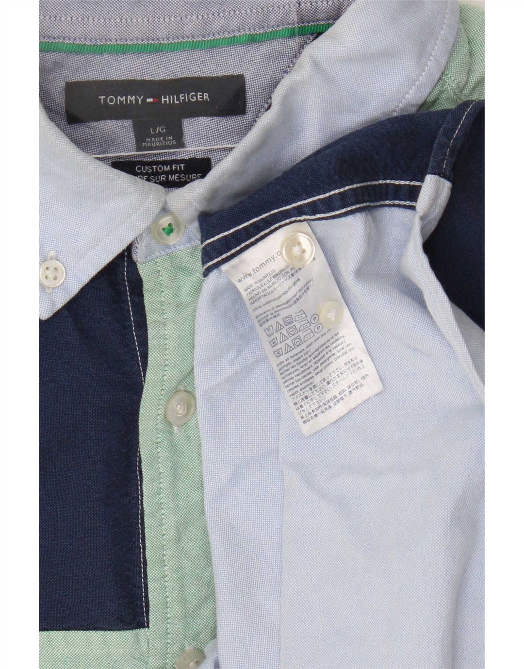 Tommy Hilfiger Chemise à manches courtes pour homme Large Bleu marine Colourblock