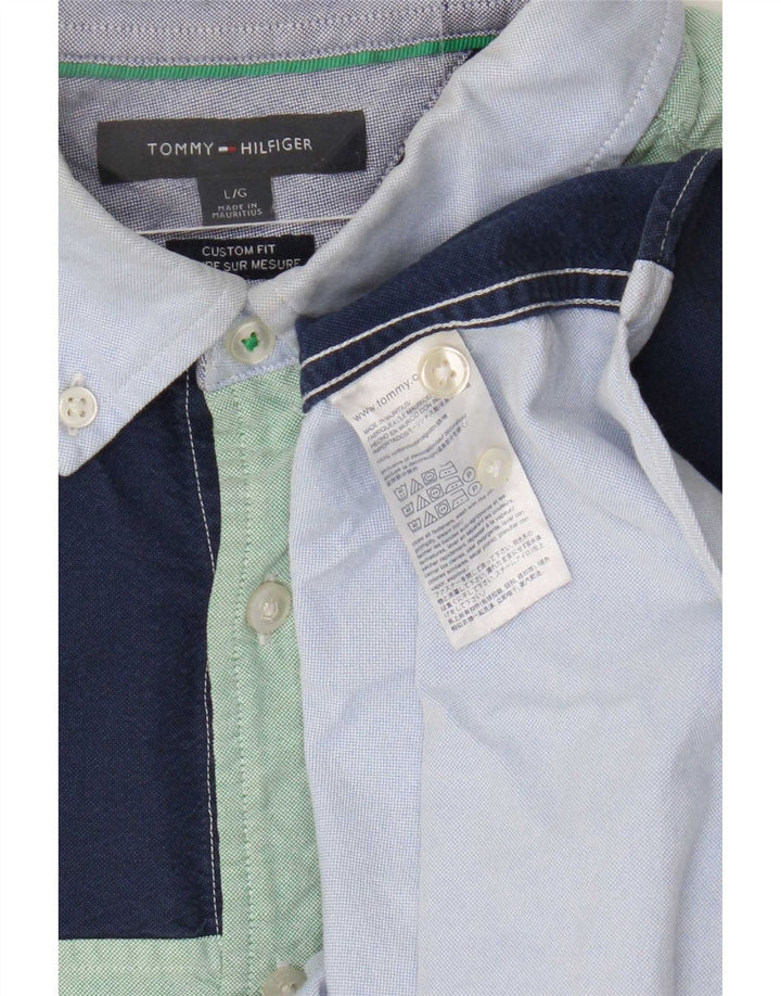 Tommy Hilfiger Chemise à manches courtes pour homme Large Bleu marine Colourblock