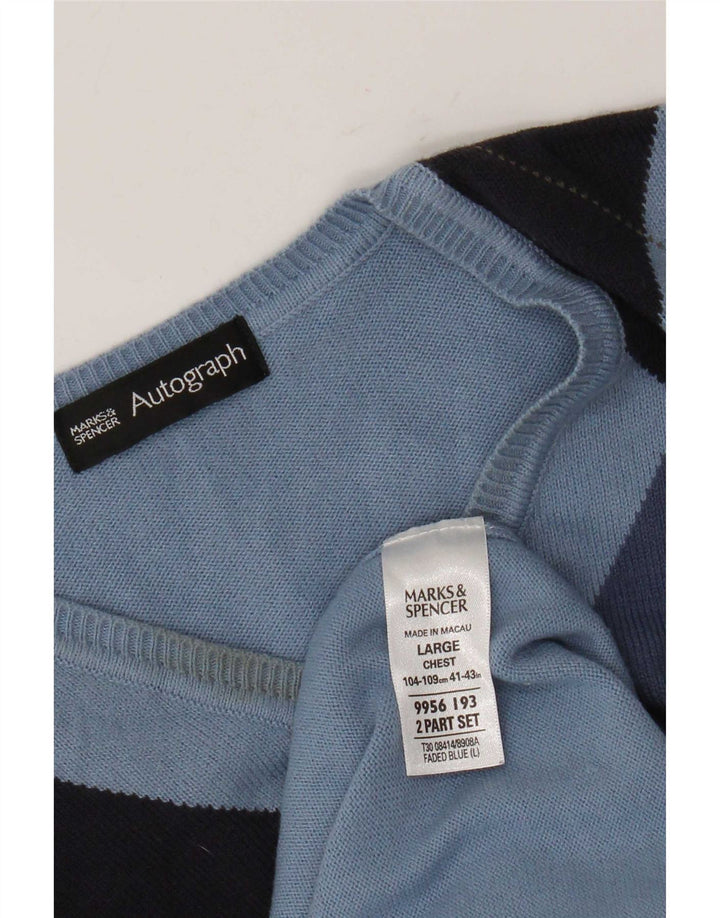 Marks & Spencer Débardeur autographe pour homme, grand, bleu, argyle/diamant