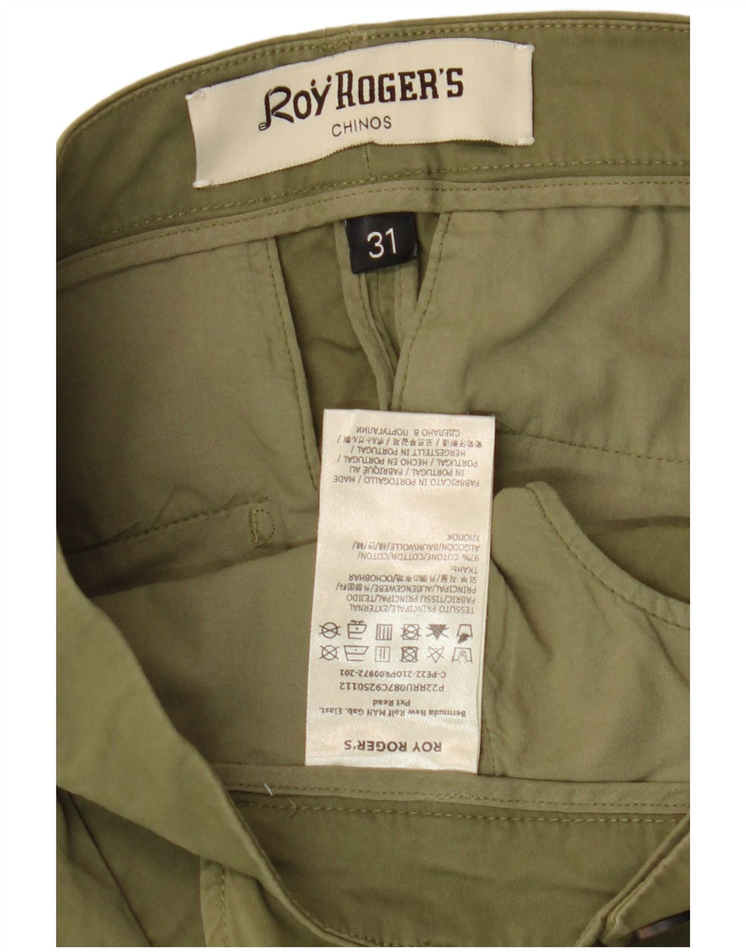 Roy Rogers Short Chino Homme W31 Coton Kaki Moyen