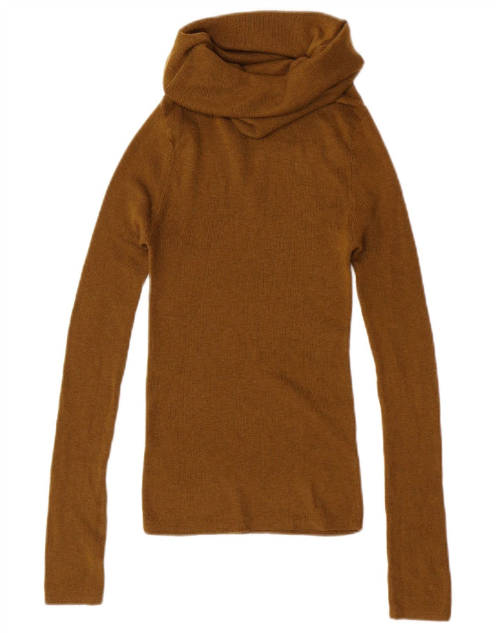 Zara Pull col roulé pour femme UK 4 XS Kaki Polyester