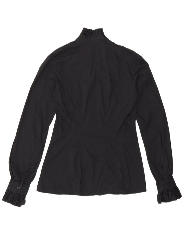 Benetton Chemisier à manches longues pour femme UK 44 Noir moyen