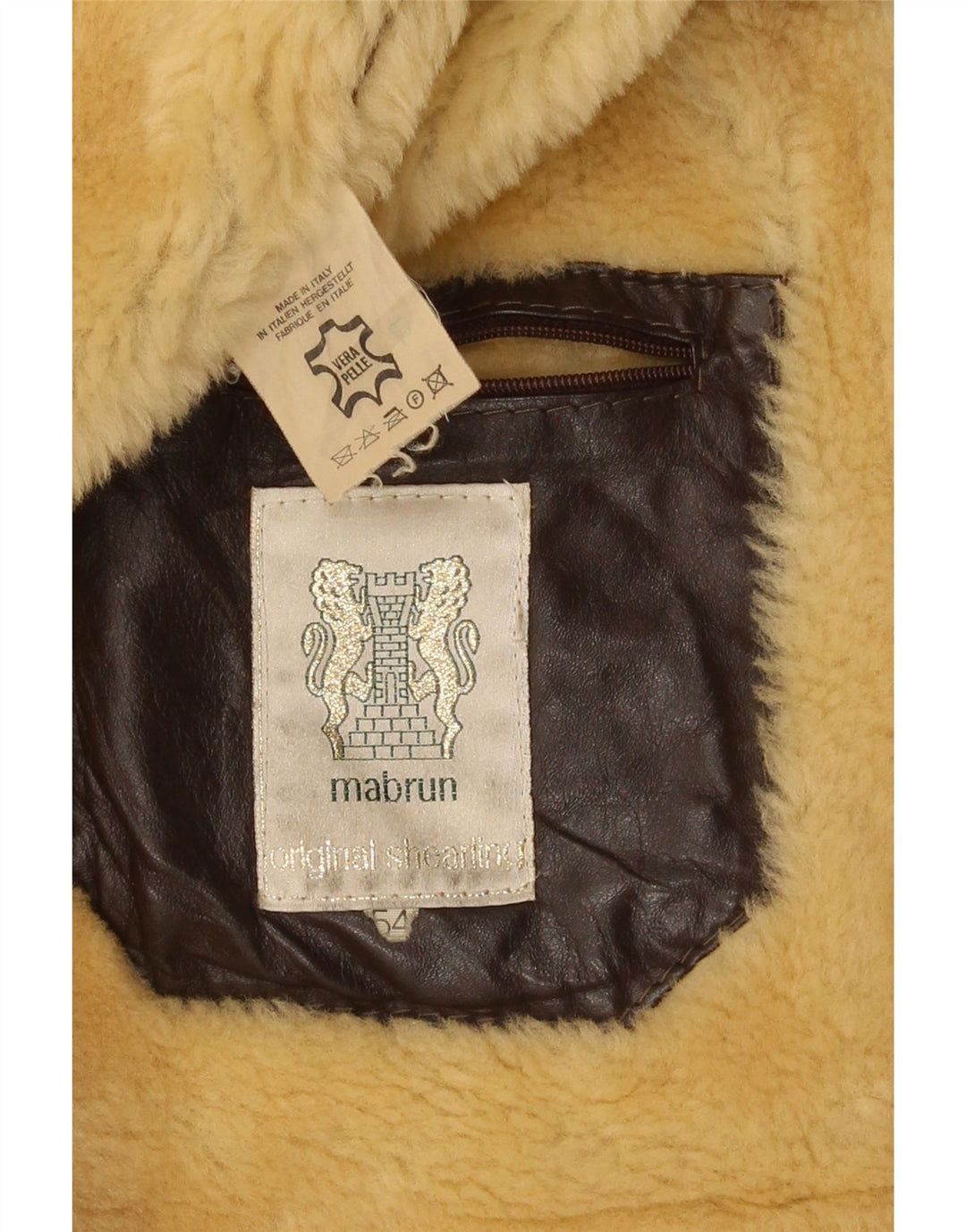 Mabrun Veste en peau de mouton pour homme IT 54 2XL Cuir marron