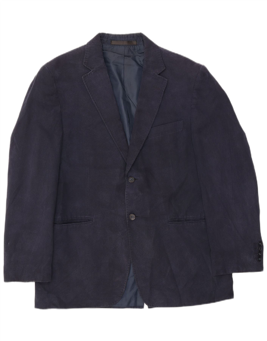 MARKS & SPENCER Veste Blazer 2 Boutons Homme UK 40 Large Bleu Marine Viscose