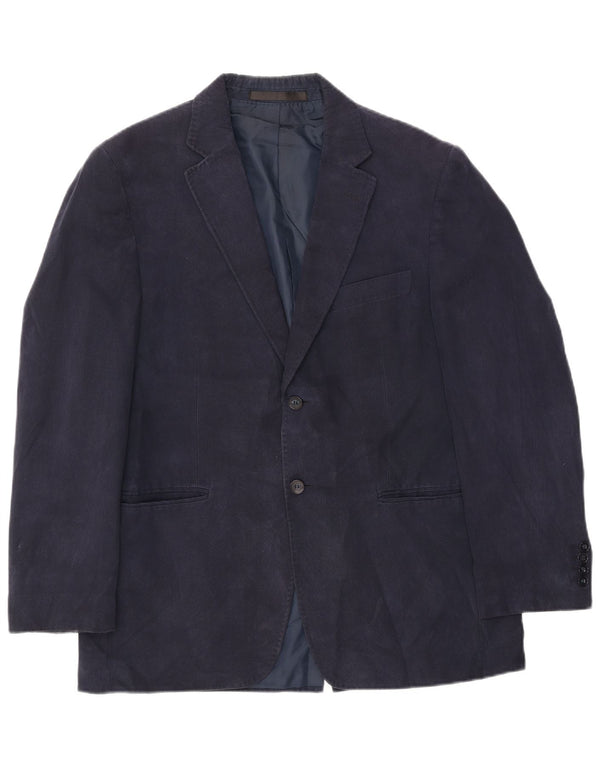 MARKS & SPENCER Veste Blazer 2 Boutons Homme UK 40 Large Bleu Marine Viscose