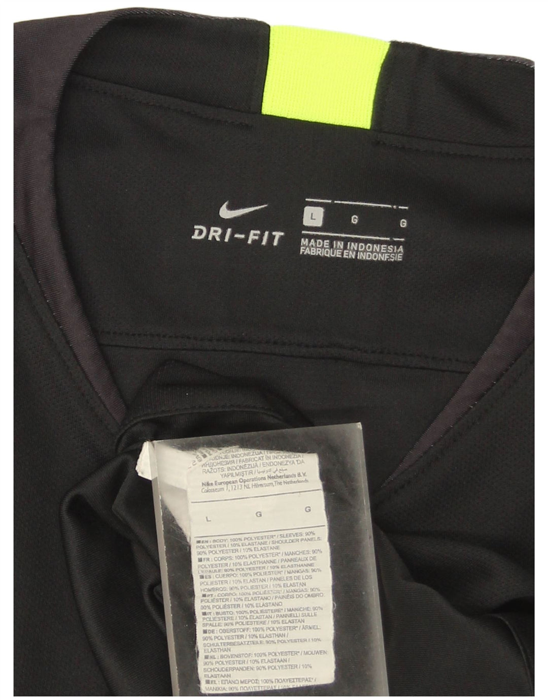 Nike Hommes Dri Fit T-Shirt Haut Large Noir Rayé Polyester