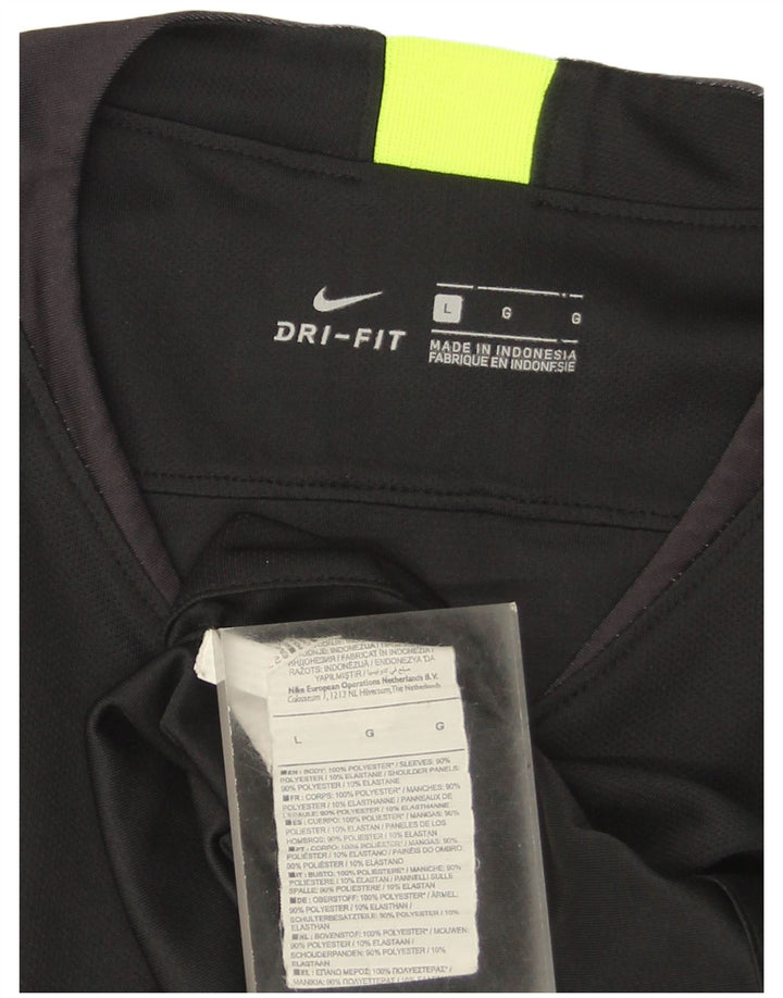 Nike Hommes Dri Fit T-Shirt Haut Large Noir Rayé Polyester