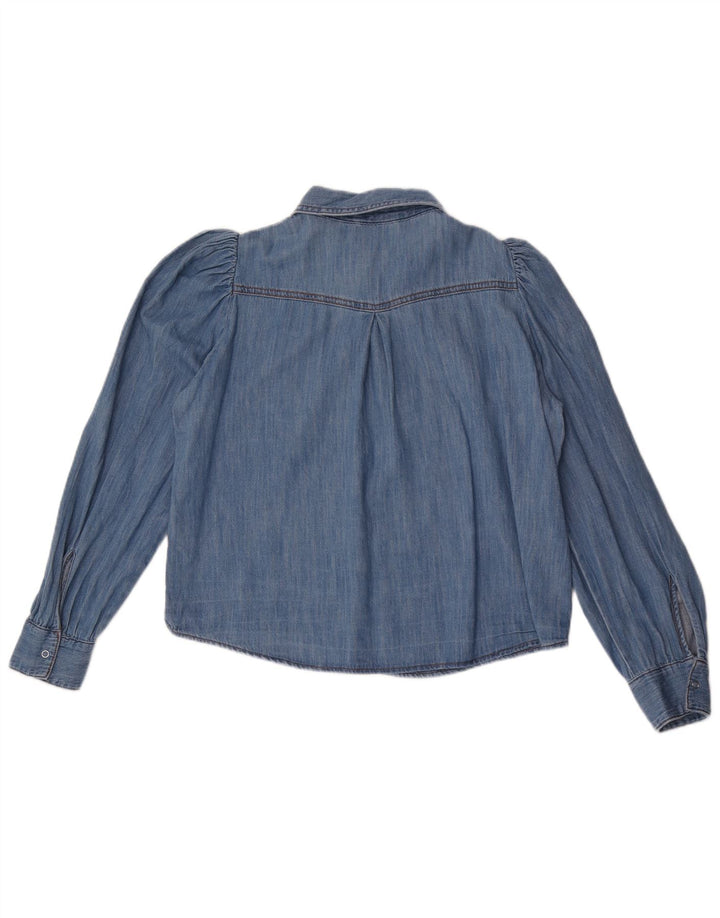 Zara Femme Chemise En Jean UK 14 Bleu Moyen Coton