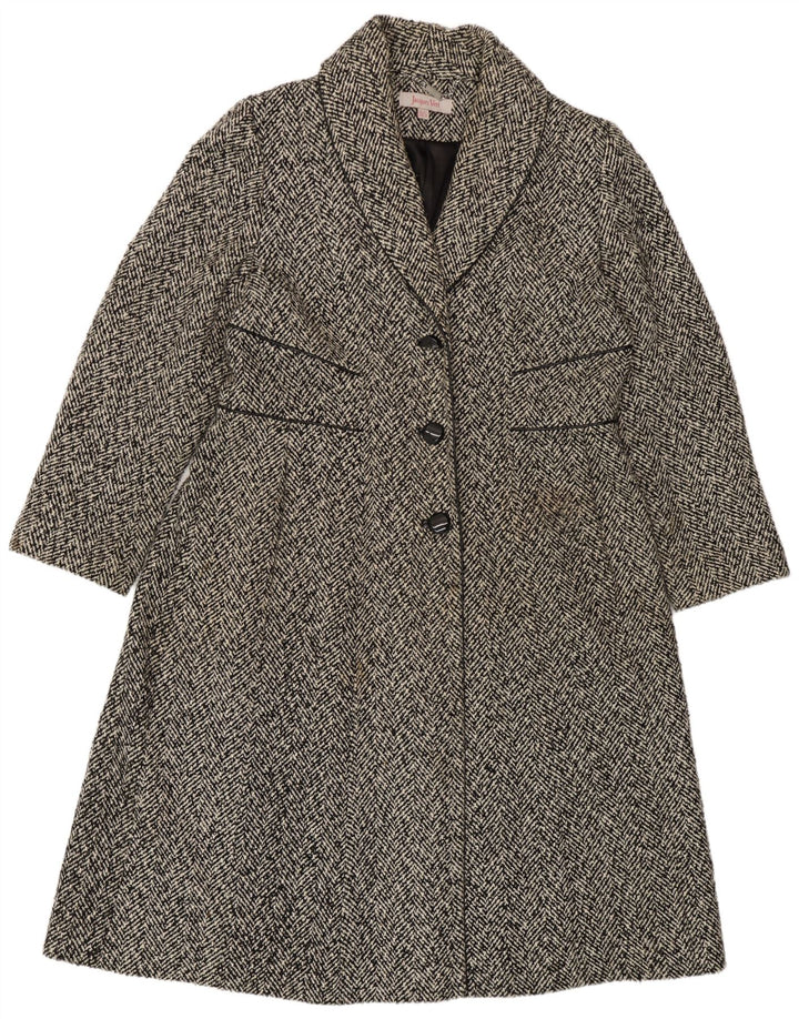 Jacques Vert Manteau Femme UK 18 XL Noir Chevrons Polyester