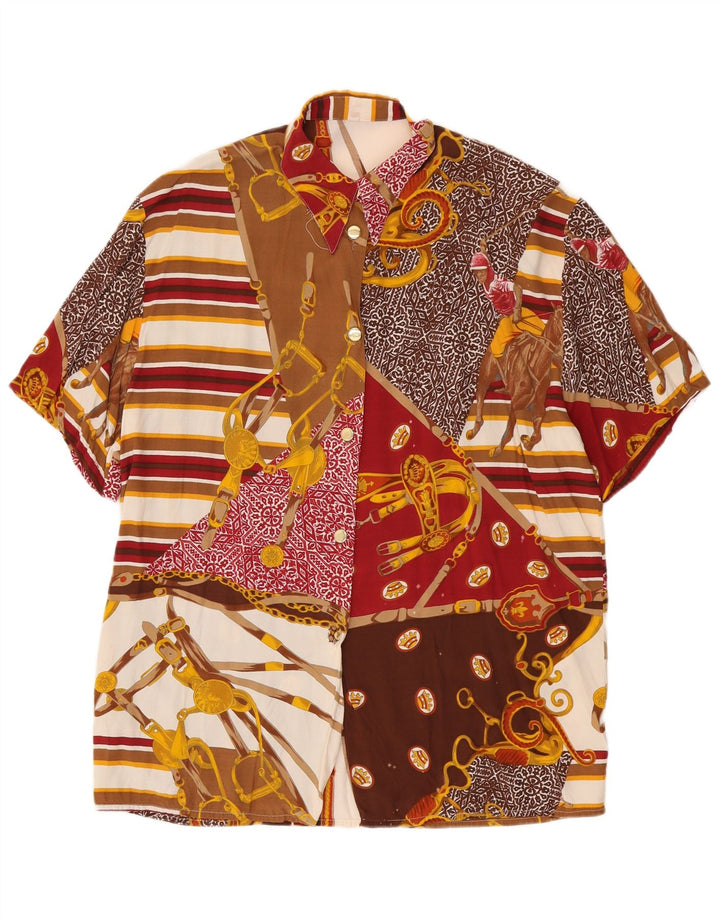 Chemise à manches courtes d'équitation vintage pour femmes IT 44 moyen multicolore
