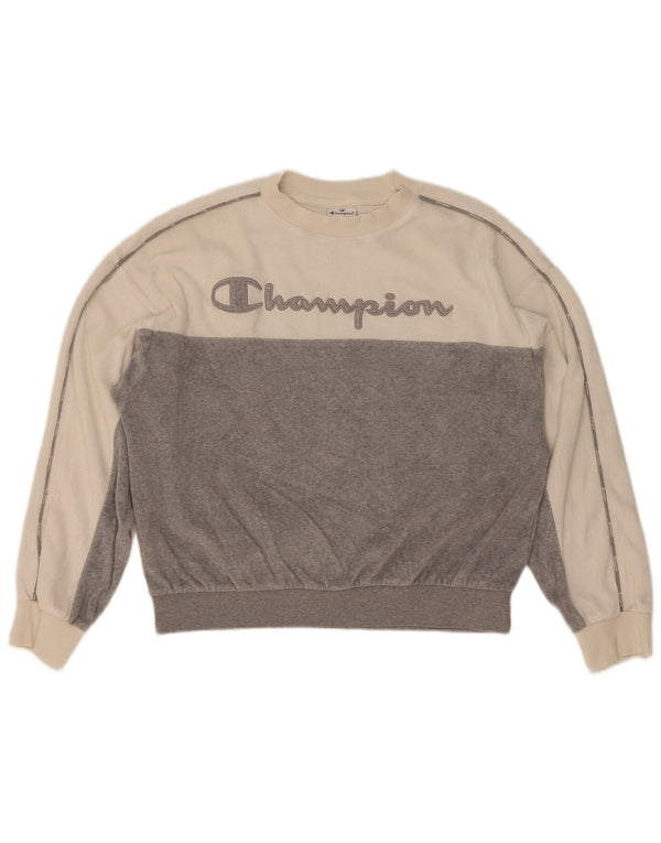 Champion Sweat-shirt graphique pour femme UK 14 Medium White Colourblock