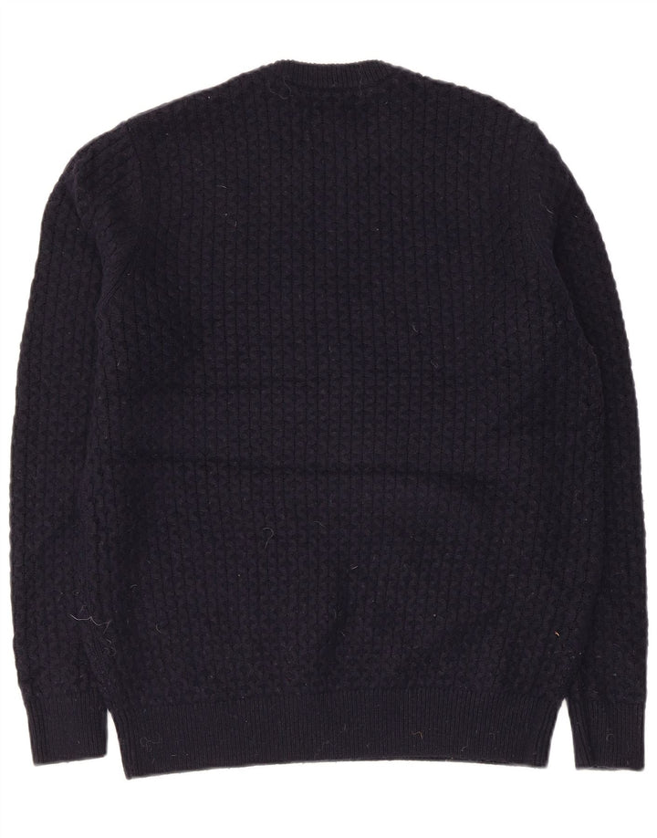 Superdry Pull ras du cou pour homme en laine d'agneau bleu marine Large