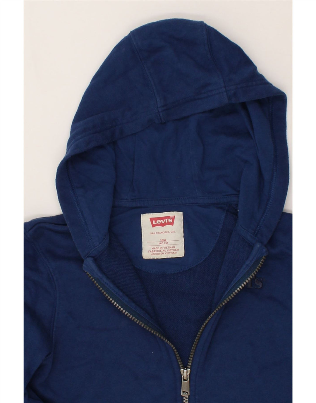 LEVI'S Boys Zip Hoodie Sweater 9-10 Years Navy Blue Vintage Levi's and Second-Hand Levi's from Messina Hembry 