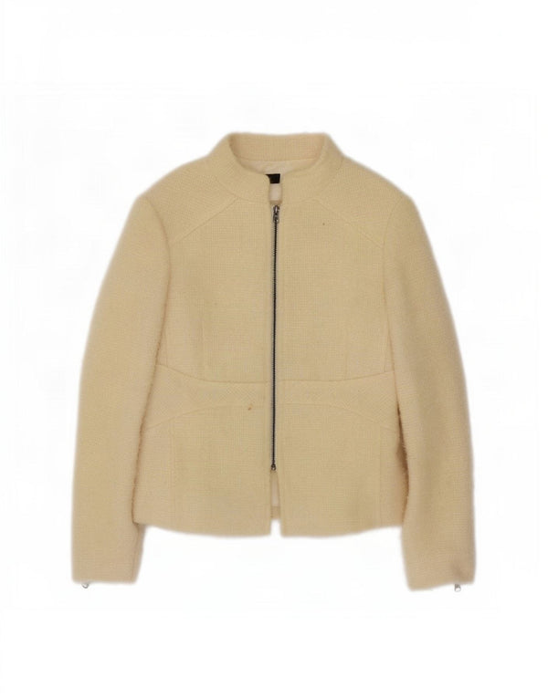 Zara Womens Full Zip Blazer Jacket EU 40 Medium Off White Laine