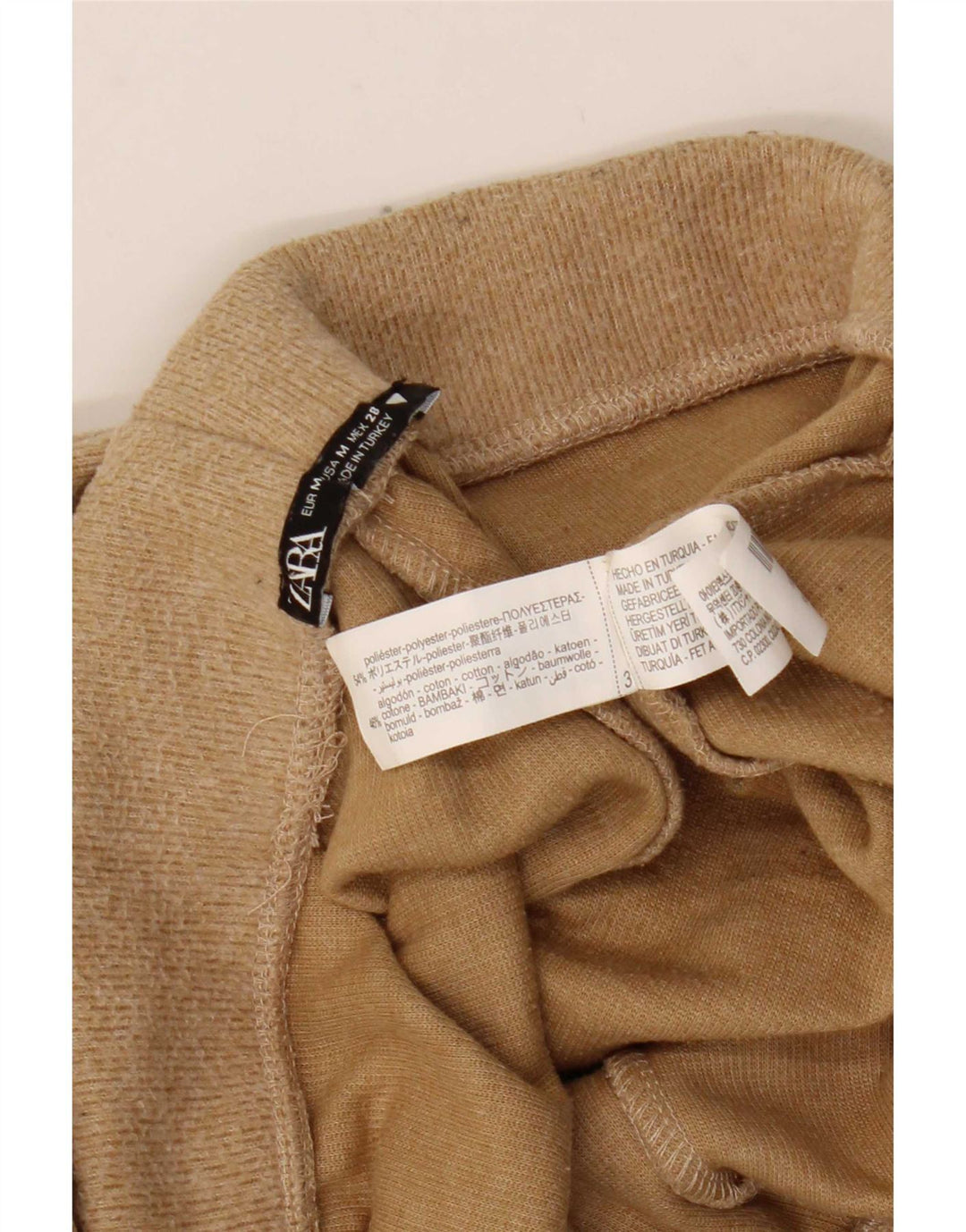 Pantalon de survêtement Zara Femme UK 12 Polyester Beige Moyen