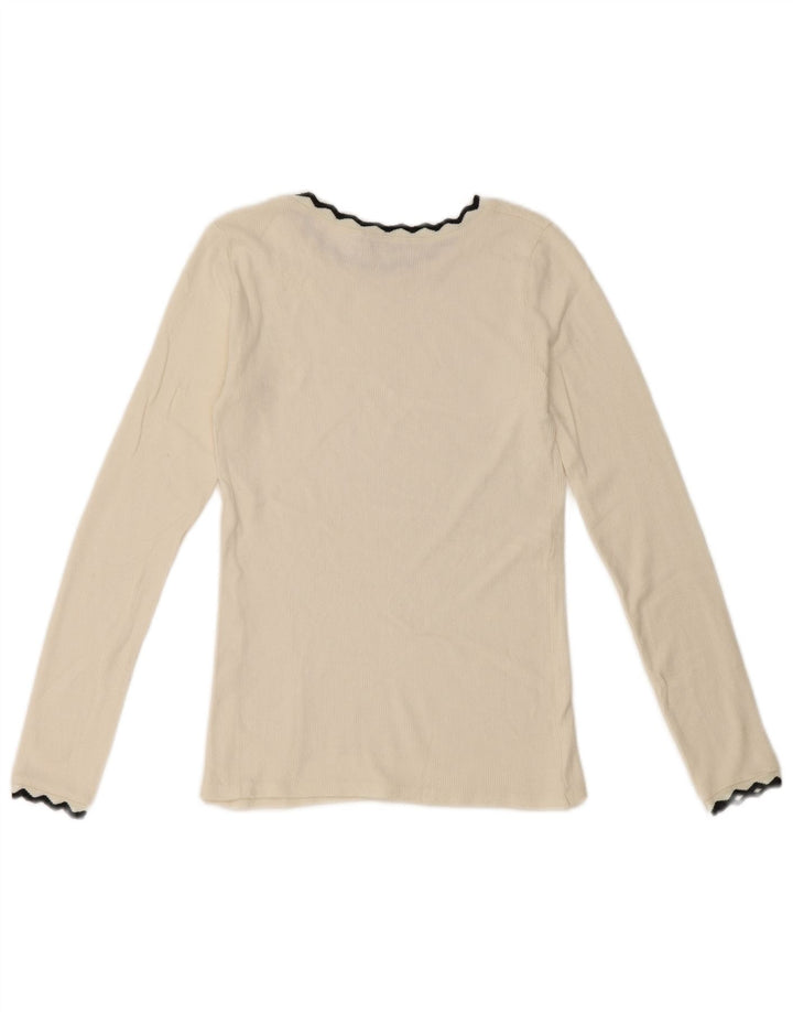Zara Womens Crop Top Manches Longues UK 8 Petit Blanc