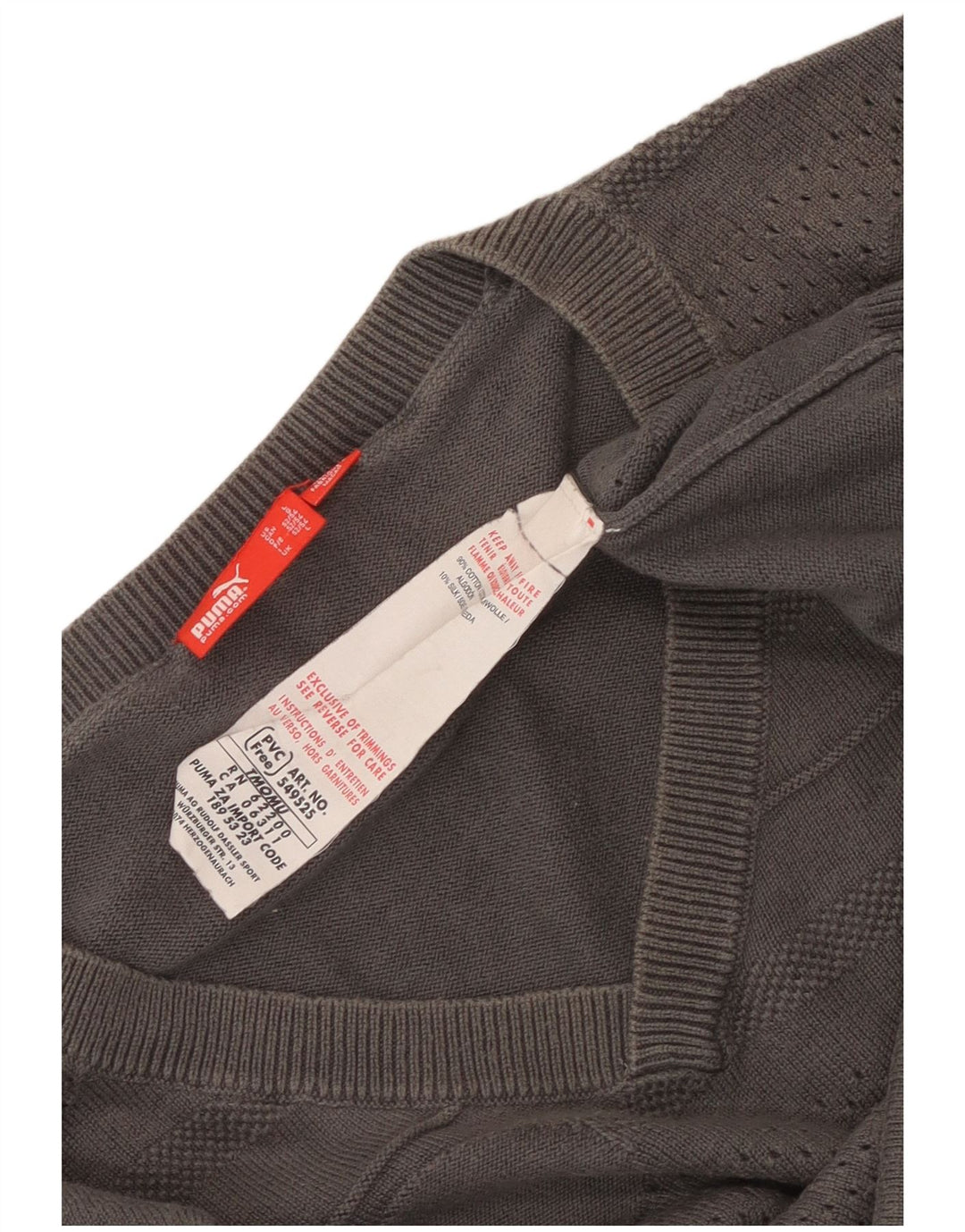 Puma Pull col V pour homme en coton géométrique Gris Taille L