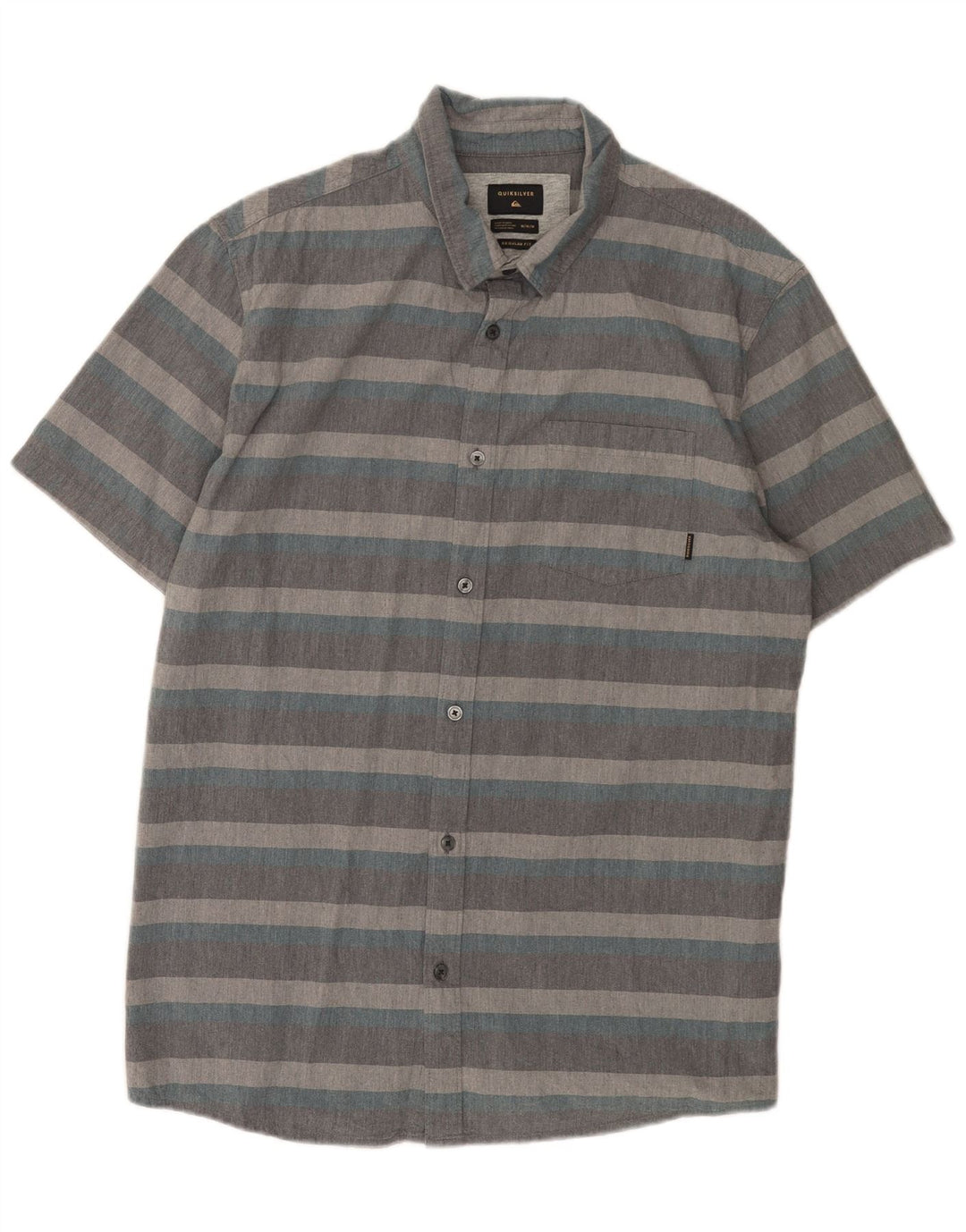 Quiksilver Chemise à Manches Courtes Regular Fit Homme Gris Moyen Rayé Coton