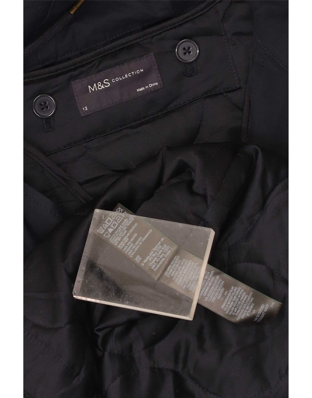Marks & Spencer Veste Parka à capuche pour femme UK 12 Bleu marine moyen Polyester