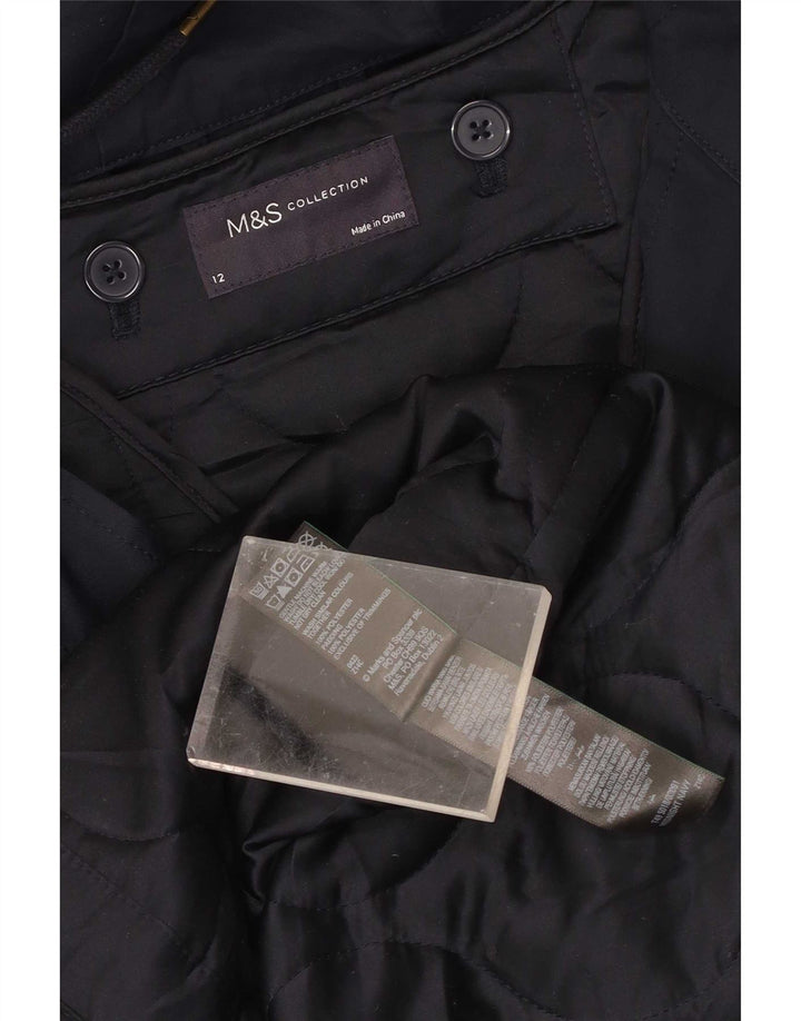 Marks & Spencer Veste Parka à capuche pour femme UK 12 Bleu marine moyen Polyester