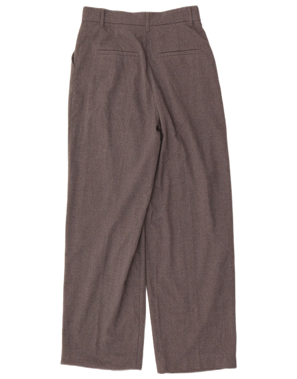 Zara Pantalon Chino Taille Haute Pour Femme Petit W26 L29 Gris Polyester