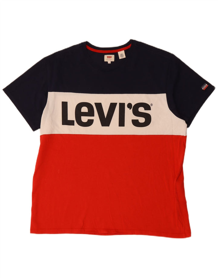 LEVI'S T-Shirt Graphique Top XL Multicolore Colourblock Coton Homme