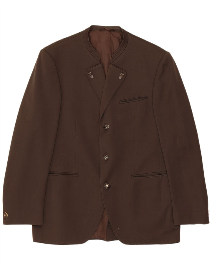 vintage Homme 3 Bouton Blazer Veste UK 38 Laine Brun Moyen