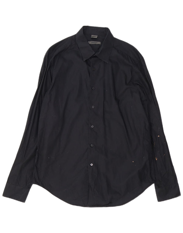 Dkny Chemise stretch slim fit pour homme Taille 16 1/2 Grand coton noir