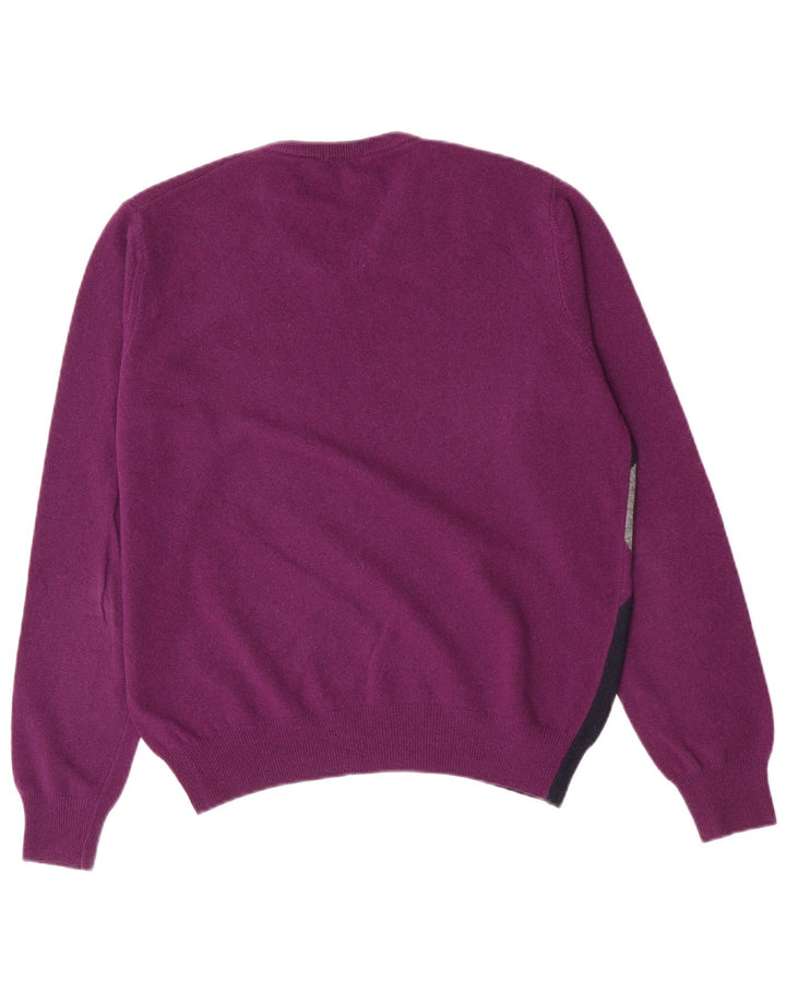 Brooksfield Pull col V pour homme IT 48 Violet moyen Argyle/Diamant