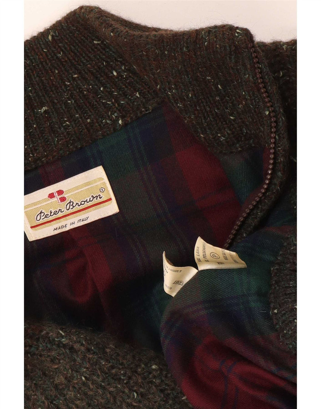 Peter Brown Cardigan pour homme en laine rayée kaki moyen