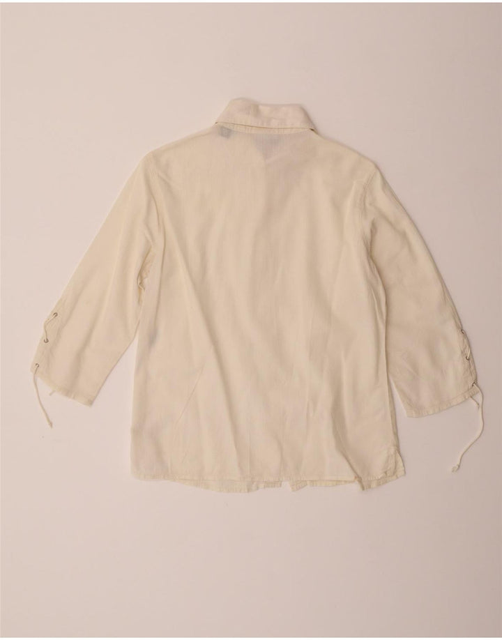 Murphy & Nye Chemise à manches 3/4 pour femme en coton blanc cassé moyen