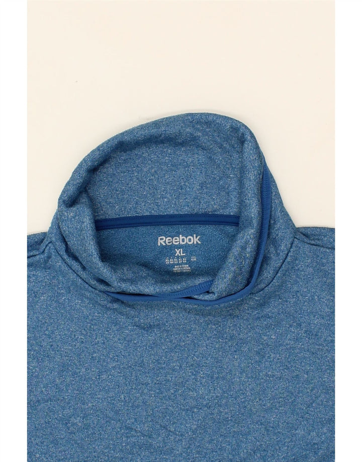 REEBOK Womens Roll Neck Sweatshirt Jumper UK 18 XL Blue Flecked Polyester Vintage Reebok and Second-Hand Reebok from Messina Hembry 