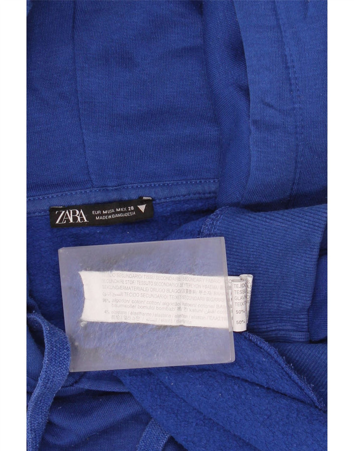 Zara Pull à capuche surdimensionné pour femme UK 14 Bleu moyen Coton