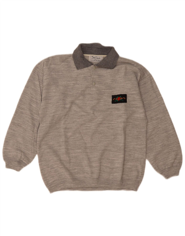 Jack Daniels Sweat-shirt à col polo pour homme Gris moyen moucheté