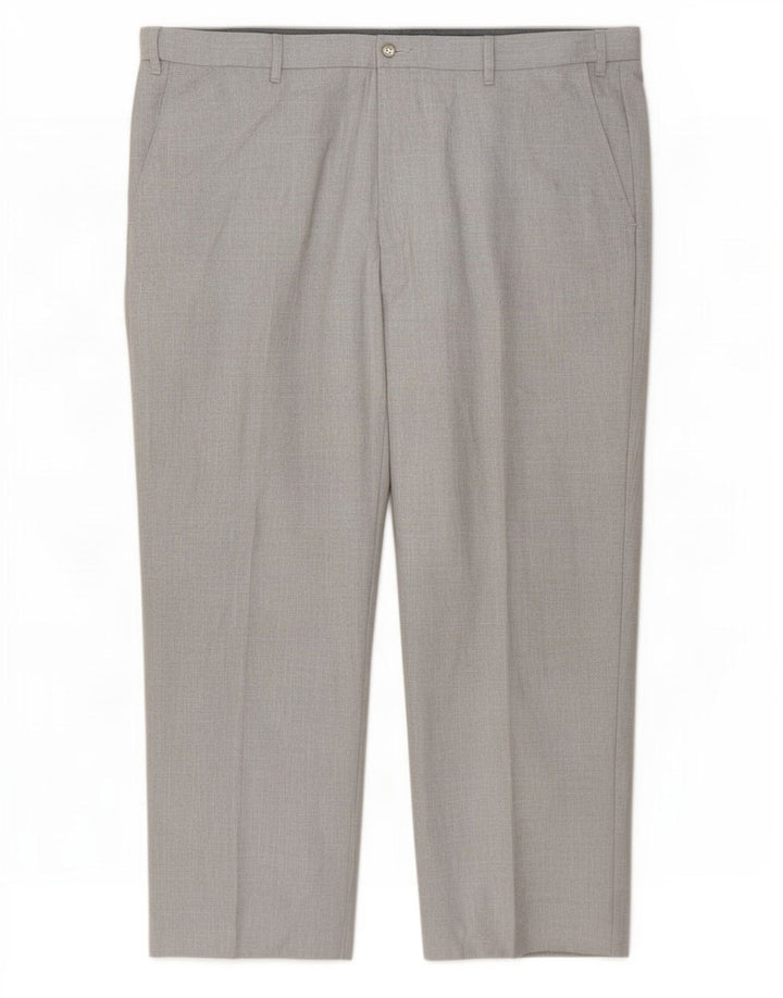 Marks & Spencer Pantalon décontracté régulier pour homme W40 L29 Gris Polyester