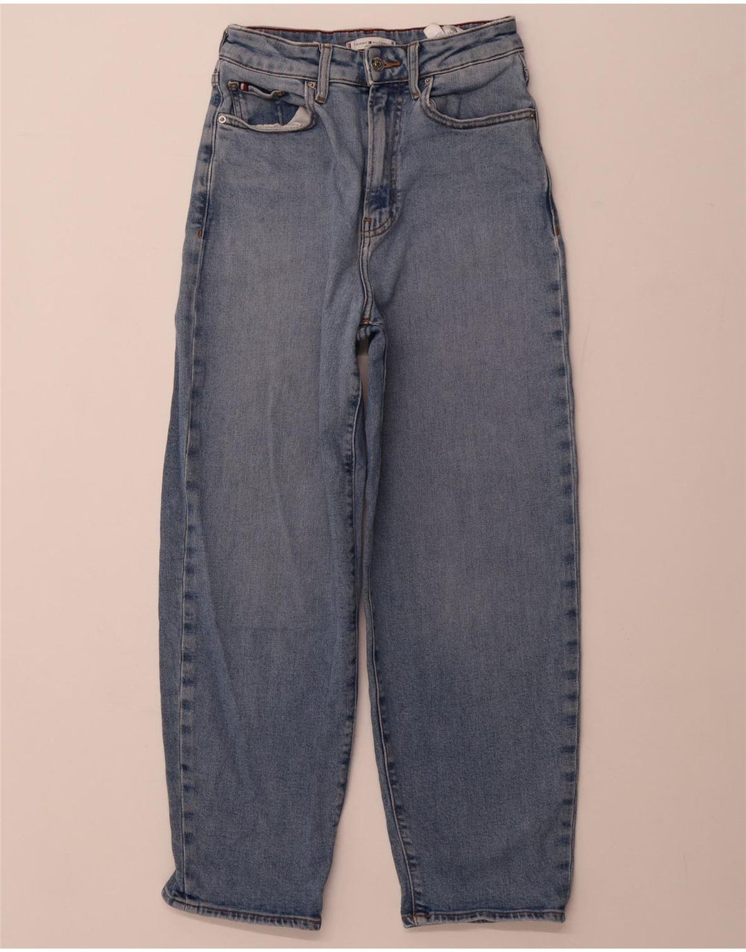 TOMMY HILFIGER Jean fuselé taille haute à jambe ballon pour femme W25 L25 Bleu