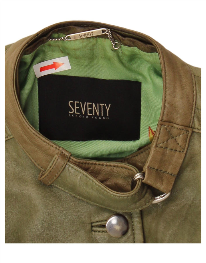Veste en Cuir Femme Seventy IT 42 Cuir Vert Moyen