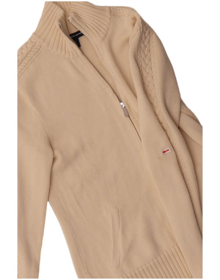 RALPH LAUREN Pull Cardigan Femme UK 10 Petit Coton Beige
