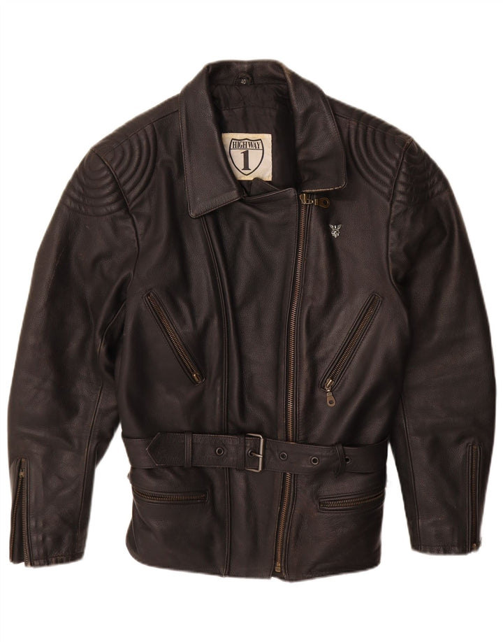 HIGHWAY 1 Veste de motard pour femme IT 40 Petit cuir noir