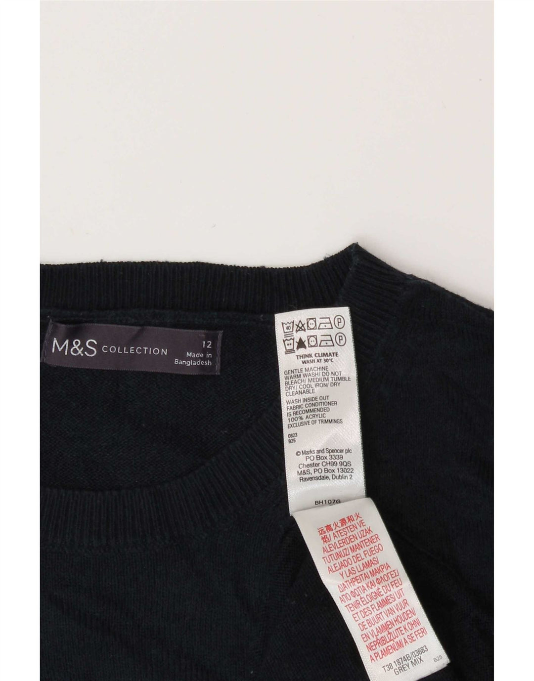 Marks & Spencer Pull à col rond pour femme UK 12 Gris moyen