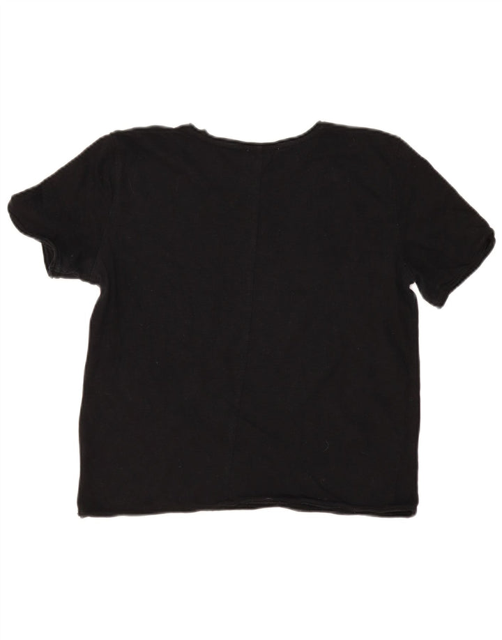 Zara Femme T-Shirt Top UK 12 Moyen Noir