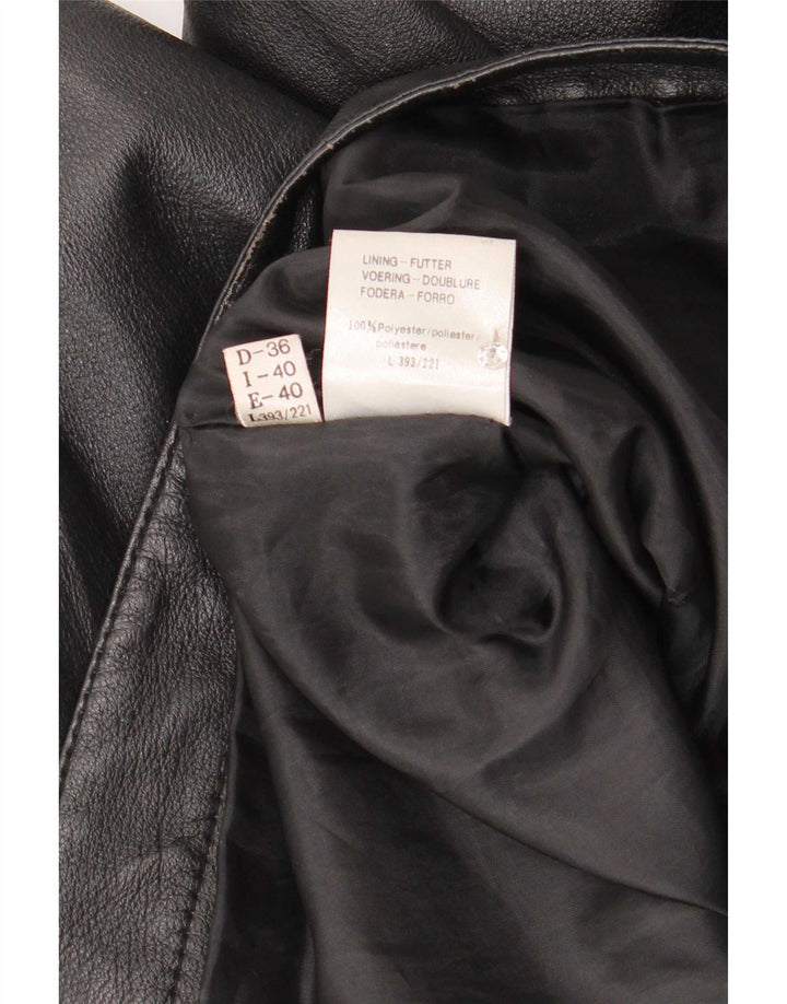 veste boléro en cuir surdimensionnée femme vintage IT 40 Petit Noir