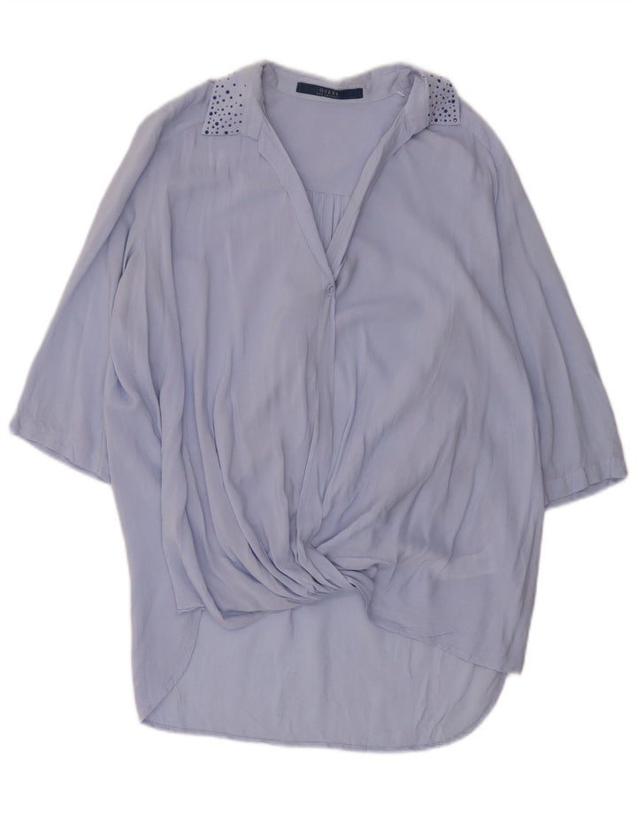 Guess Tunique surdimensionnée à manches 3/4 pour femme UK 10 Petite rayonne à pois bleu