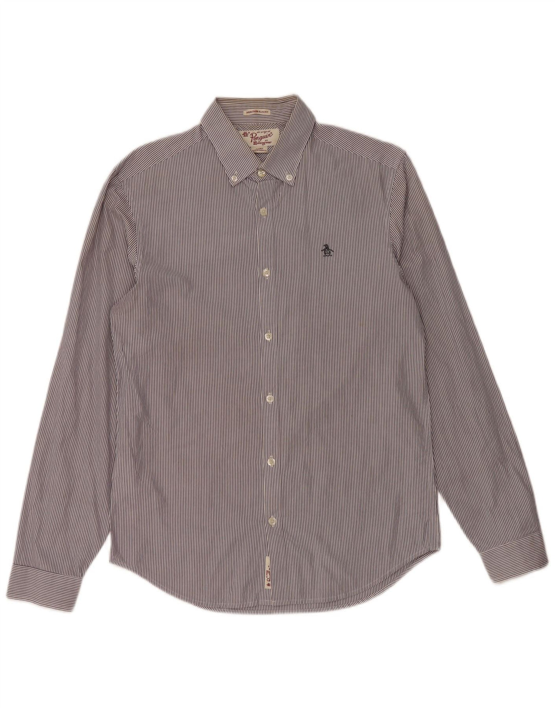 PENGUIN Chemise Slim Fit Heritage Homme Bleu Marine en Coton à Fines Rayures