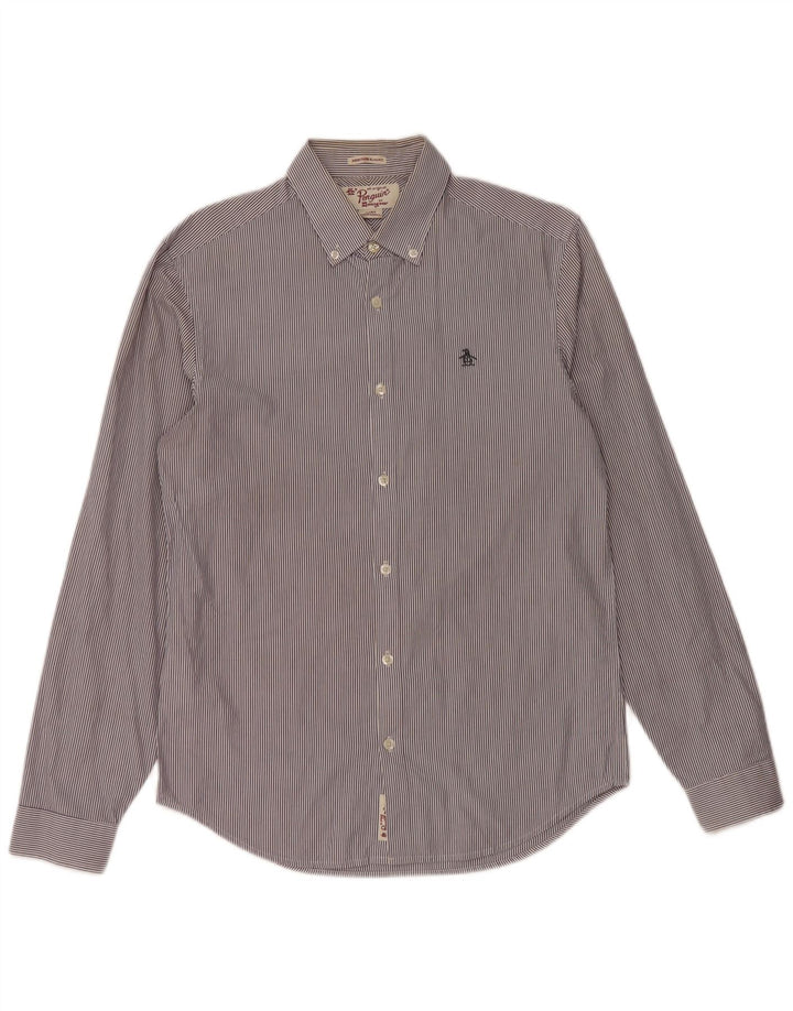 PENGUIN Chemise Slim Fit Heritage Homme Bleu Marine en Coton à Fines Rayures