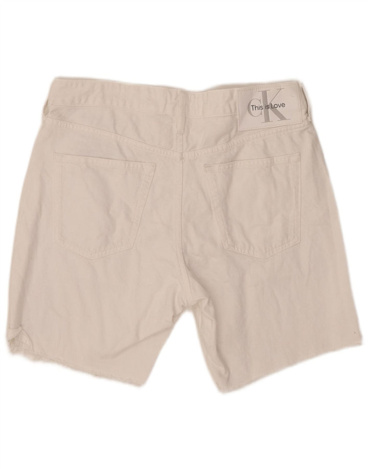 CALVIN KLEIN Short en Jean Graphique W31 Homme Blanc Moyen Coton